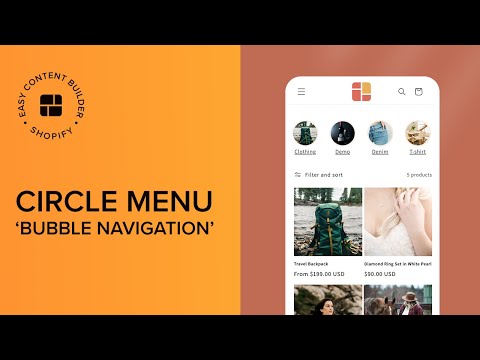Add Circle menus - Bubble Navigation - on your Shopify store | Shopify Sections